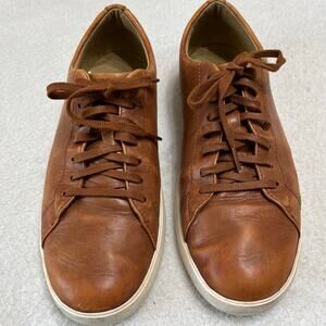 Cole Haan‎ Men’s Sneakers Sz 9.5M cognac Brown Leather Upper Lace Distressed